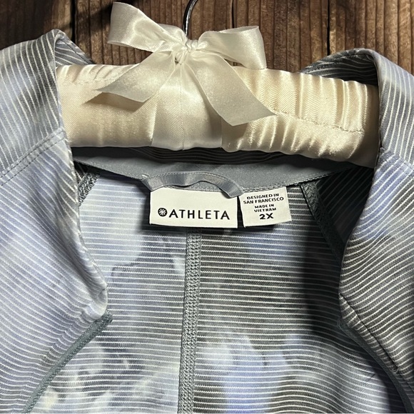 Athleta Salutation Jacquard Jacket Blue Stormy Tie Dye White Pinstripes Sz 2X - Picture 5 of 13
